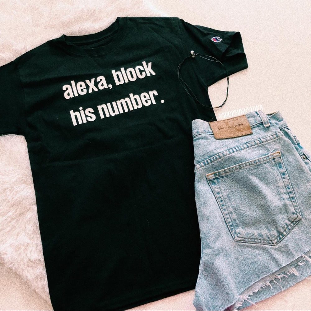 Alexa Block His Number Black Champion T-shirt